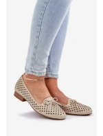 Děrované Baletky S Mašlí Eko Kůže Zlaté Relabra