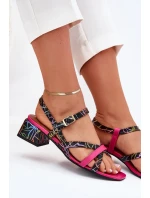Dámské Kožené Sandály Na Podpatku S Pásky Maciejka 06959-39 Fuchsie