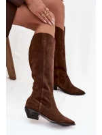 Kozaki Kovábojky Z Přírodního Semiše Vyhřívané Zazoo 4225 Hnědé