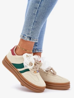 Sneakersy Damskie Z Przypinkami Beżowe Jariana