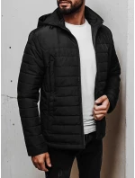 Pánská přechodná prošívaná bunda s kapucí černá FashionStreet TX5007