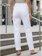 Dámské džíny s vysokým pasem balonového střihu bílé FashionStreet UY2943