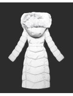 Bílá dámská zimní bunda s kožešinovým panelem S'West (B8525-26) Bílá dámská zimní bunda s kožešinovým panelem S'West (B8525-26)