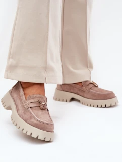 Semišové Dámské Mokasíny S Nášivkou Medvěd Vinceza 79533 Béžové