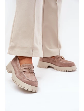 Semišové Dámské Mokasíny S Nášivkou Medvěd Vinceza 79533 Béžové