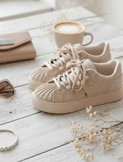 Ozdobené dámské tenisky béžové Calissea