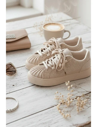 Ozdobené dámské tenisky béžové Calissea