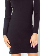 Společenské dámské šaty COLLAR s ozdobnými zipy černé - Černá - Numoco