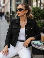 Dámská semišová krátká bunda černá FashionStreet TY5662