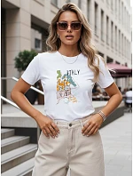 Dámské tričko s potiskem italské krajiny, bílé, FashionStreet NX8018RY