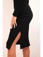 Dámský bavlněný komplet pruhovaná blůza a tužková sukně černý