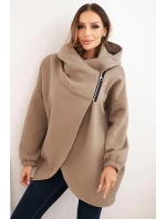 Dámská zateplená mikina s kapucí a asymetrickým zipem fango Dámská zateplená mikina s kapucí a asymetrickým zipem fango