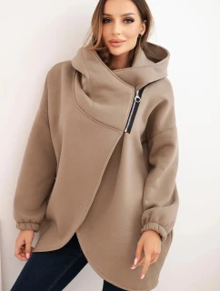Dámská zateplená mikina s kapucí a asymetrickým zipem fango
