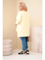 Dámská bavlněná halenka plus size asymetrická s náhrdelníkem žlutá meruňková