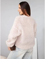 Dámský svetr na knoflíky volného střihu z 80 % kid mohairu béžový Dámský svetr na knoflíky volného střihu z 80 % kid mohairu béžový