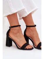 Dámské Sandály Na Podpatku Z Eko Semiše Černé Elirae