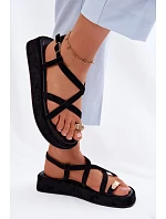 Sandály na platformě s zlatým detailem Černé Olmira