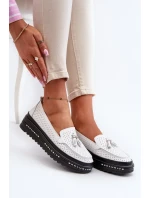 Dámské kožené mokasíny na platformě, bílá Assetnima Dámské kožené mokasíny na platformě, bílá Assetnima