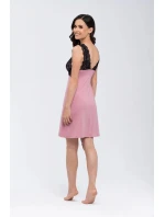 Dámská noční košilka Larisa Pudr růžová s černou - Babella