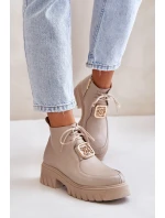 Zazoo 2952 Kožené Boty Se Zlatou Dekorací Béžové