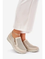 Dámské polobotky na platformě se zipem zlaté Leanae Dámské polobotky na platformě se zipem zlaté Leanae