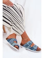 Dámské Pantofle S Přezkami A Leskem S.Barski RB51-006 Modré Dámské Pantofle S Přezkami A Leskem S.Barski RB51-006 Modré