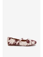 Zdobené dámské baleríny s páskem v bílo-hnědé Olivisse Zdobené dámské baleríny s páskem v bílo-hnědé Olivisse