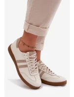 Zazoo N1068 Kožené Nízké Dámské Tenisky Béžové