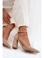 Lodičky na podpatku z imitace semiše béžové Selvra