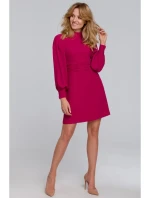 K078 Šaty s nabíraným páskem - švestka