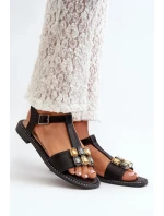 Elegantní dámské sandály s ozdobnými detaily S.Barski Černá Elegantní dámské sandály s ozdobnými detaily S.Barski Černá