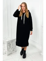 Dlouhé šaty s kapucí černý