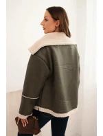 Dámská bunda Plus Size s kapucí a kapsami zateplená beránkem camelová Dámská bunda Plus Size s kapucí a kapsami zateplená beránkem camelová