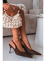 Dámské sandály na podpatku z eko semiše čokoládové Kevina Dámské sandály na podpatku z eko semiše čokoládové Kevina