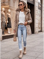 Dámská zimní bunda parka GODDESS béžová FashionStreet TY3868 Dámská zimní bunda parka GODDESS béžová FashionStreet TY3868