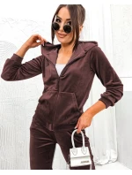 Dámská tepláková souprava v čokoládové barvě s rozepínací mikinou (829)