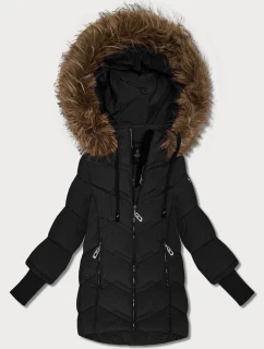 Černá dámská zimní bunda s úpletovými stahovacími lemy Goodlookin (KK60613)