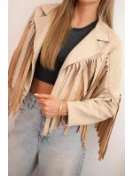 Dámská semišová bunda s třásněmi béžová Dámská semišová bunda s třásněmi béžová