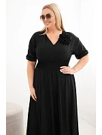 Dámské šaty Plus Size s výstřihem do V a s nařaseným pasem černá