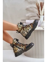 Kožené Ploché Šněrovací Boty Maciejka 06158-25 Zlaté