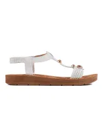 Komfortní  sandály bílé dámské na plochém podpatku