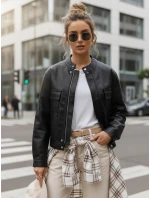 Dámská kožená bunda černá FashionStreet TY5539