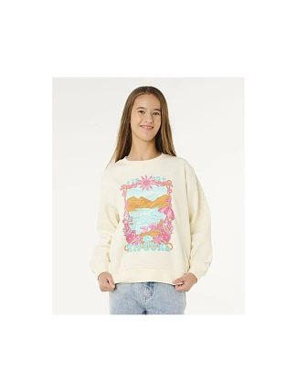 Dívčí mikina RIP CURL Sunshine Squad Crew-Girl, bílá Dívčí mikina RIP CURL Sunshine Squad Crew-Girl, bílá