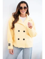 Dámská krátká dvouřadá bunda s límcem žlutá