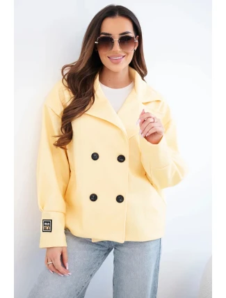 Dámská krátká dvouřadá bunda s límcem žlutá