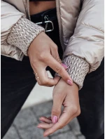 Dámská zimní bunda FASHWARM krátká prošívaná s kapucí velbloudí FashionStreet TY4638