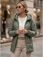 Dámská prošívaná přechodová bunda s kapucí, zelená, FashionStreet TY5802