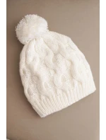 Dámská zimní čepice z vlny s hrubým copánkovým vzorem K458 bílá