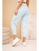 Dámské kordové kalhoty s páskem modré