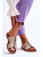 Dámské pantofle s ozdobným zipem Béžová Clarence